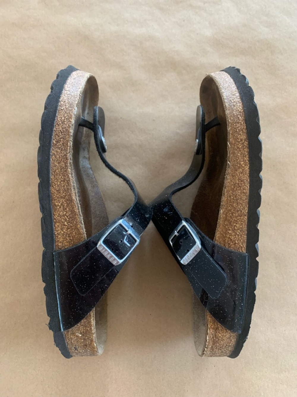 Birkenstock Gizeh  Birko Flor Patent Black with Sparkles Size 37 - Picture 4 of 8